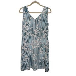 Title Nine Breeze Athletic Midi Tank Dress Blue White Womens Size Large